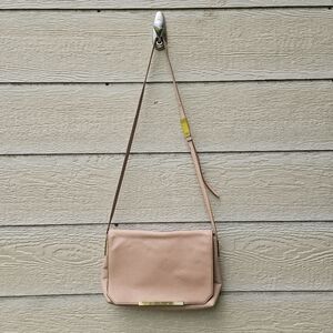 J. Crew blush pink leather rectangular flap crossbody bag